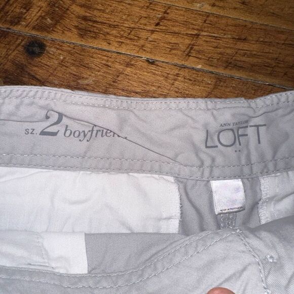Loft Ann Taylor light gray boyfriend 2 longer length shorts - Picture 2 of 3